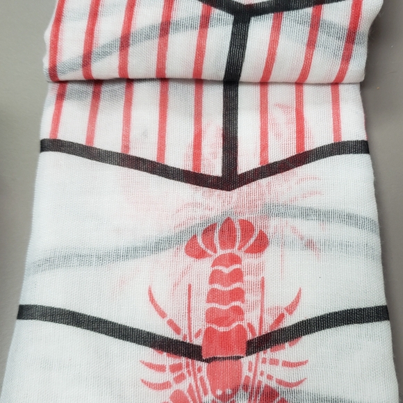 White and Pink Striped Scarf - Picture 3 of 3